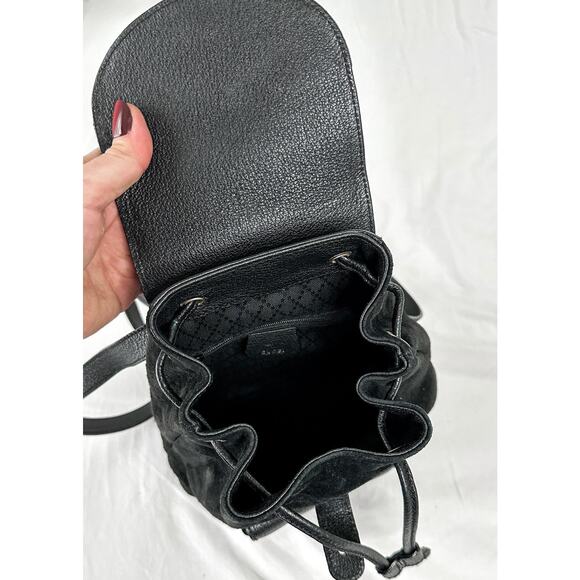 Vintage Gucci Black Suede and Bamboo Handle Backpack Purse - Picture 7 of 11
